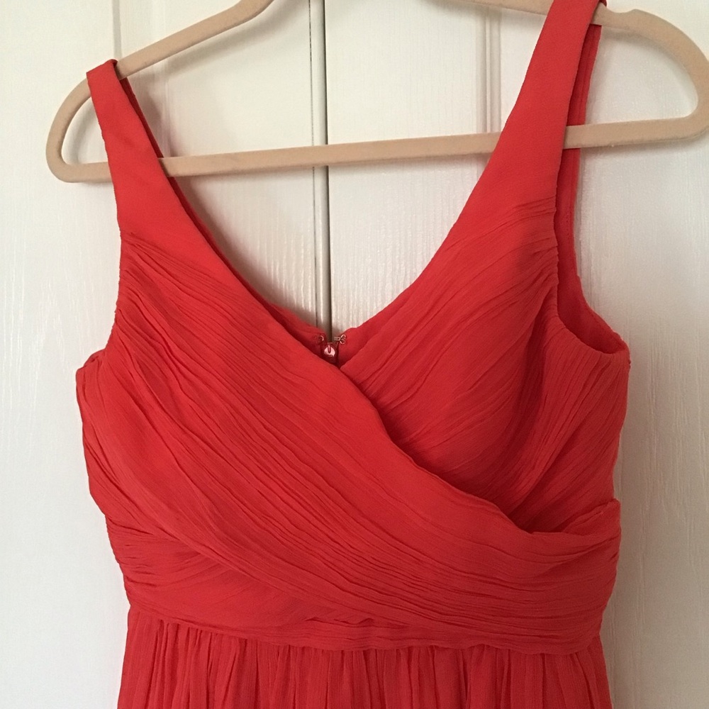 J. Crew silk chiffon orange pleated dress Sz 6 - Picture 2 of 6